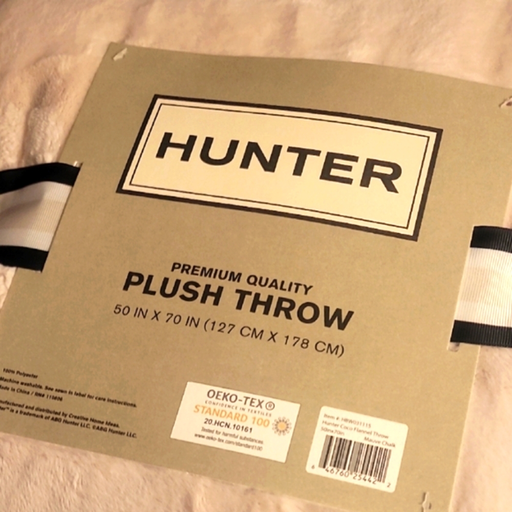 Hunter Coco Flannel Plush 50 × 70 Throw Mauve NEW